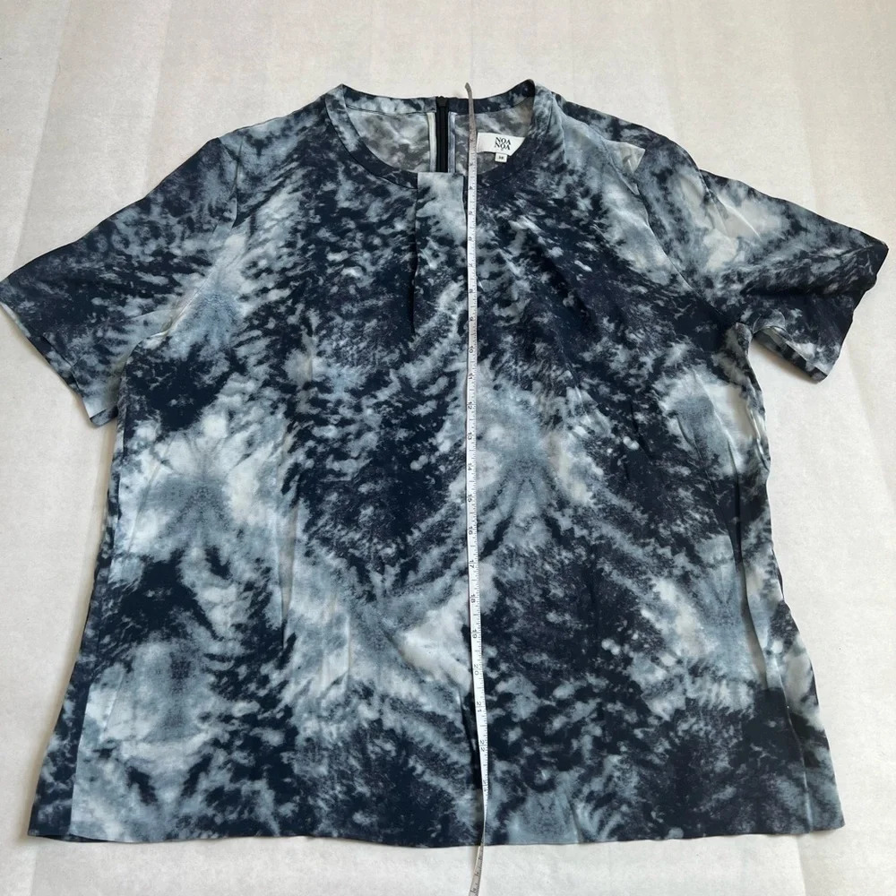 Noa Noa Viscose Blue Black White Abstract Swirl Print Blouse Top Sz 8 Lagenlook - Picture 5 of 8